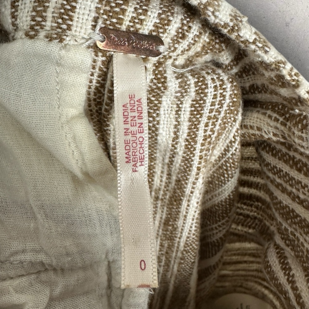 Free People Marta Yarn Dye Wide Leg‎ Trousers Womens Size 0 Brown Striped Boho - Picture 4 of 16